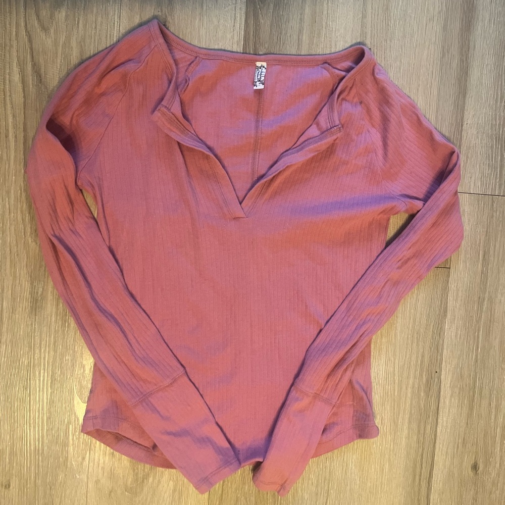 Free People Long Sleeve V-Neck Top